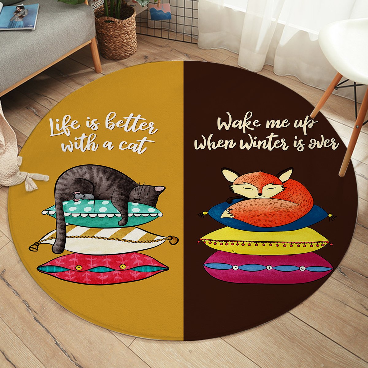 Cat Hibernation SW2399 Round Rug