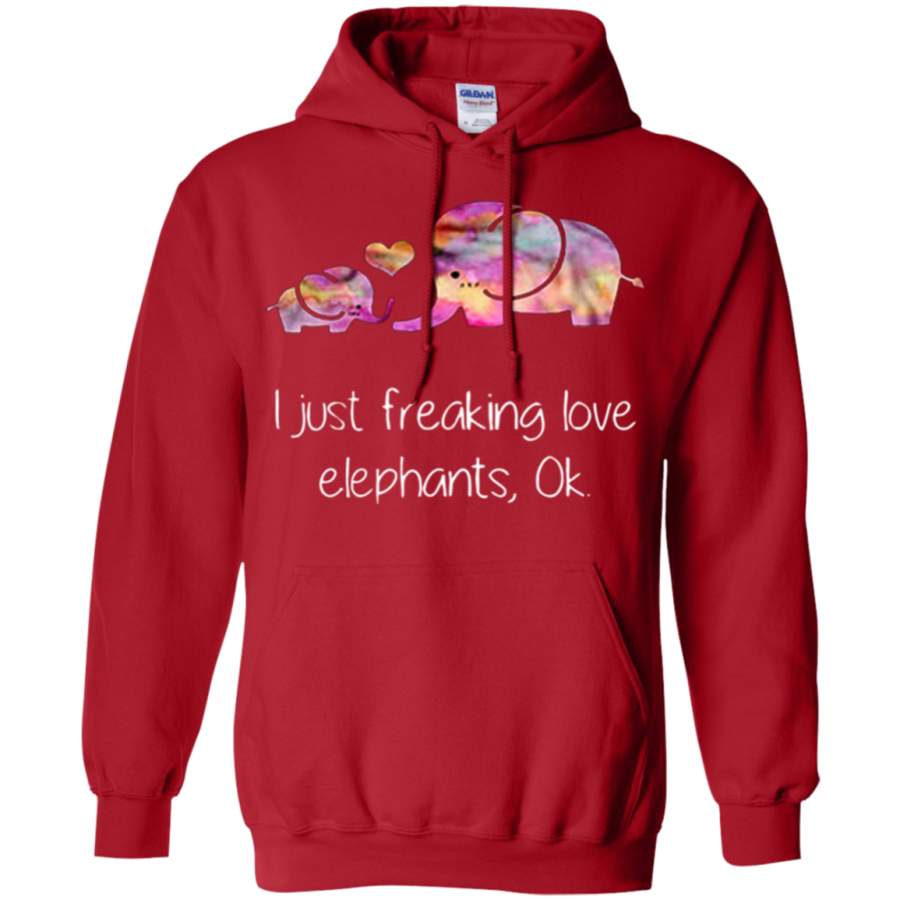 I just freaking love elephants ok red Pullover Hoodie 8 oz