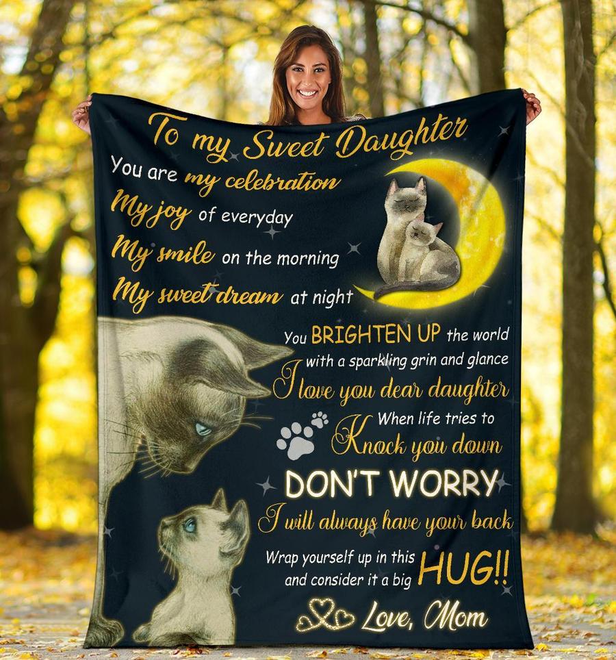 To My Sweet Daughter Cute Adorable Mother Cat Kitten Fleece/Sherpa Blanket