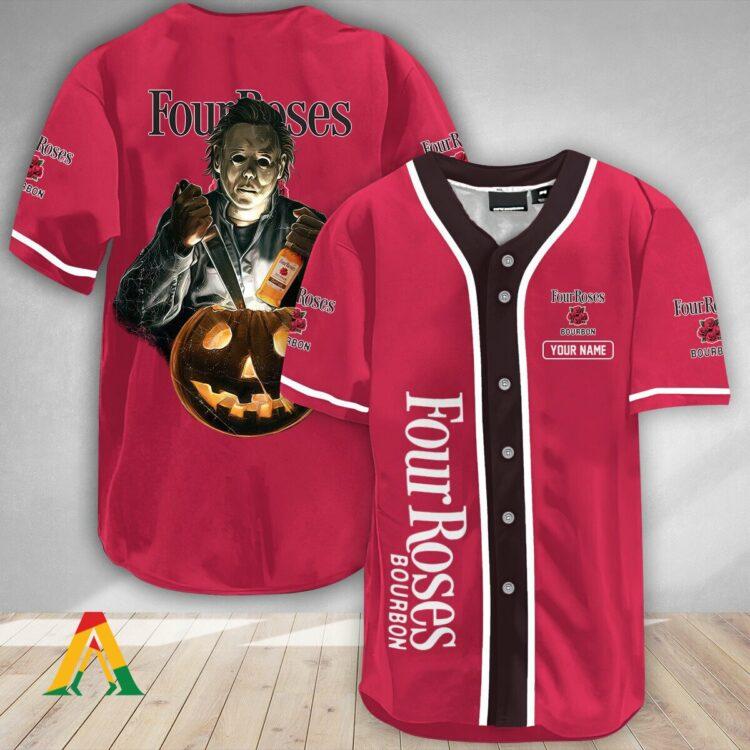 Personalized Scary Halloween Michael Myers Pumpkin Four Roses Bourbon Jersey