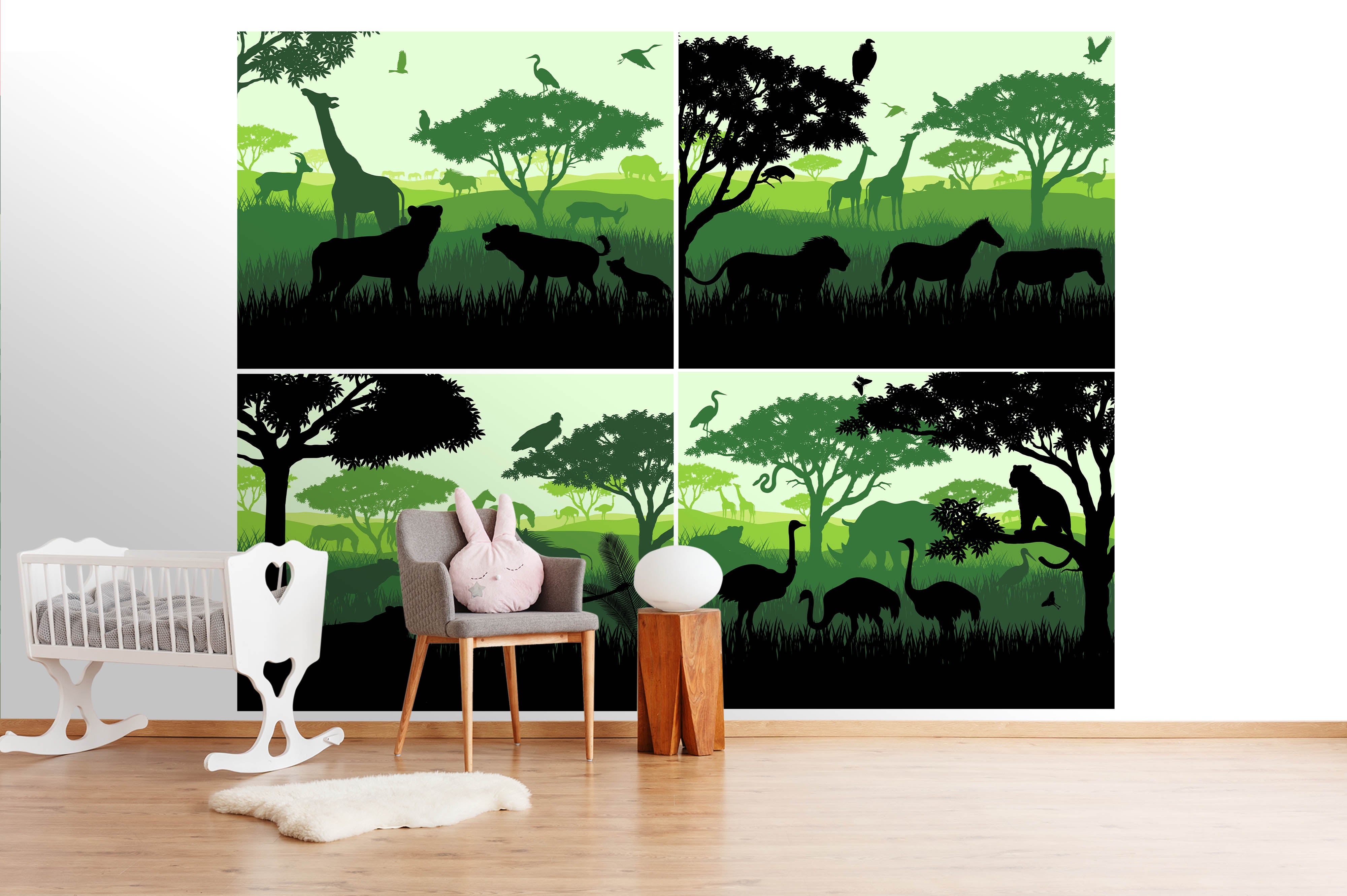 3D Green Trees Animal Grassland Wall Mural Wallpaper 60