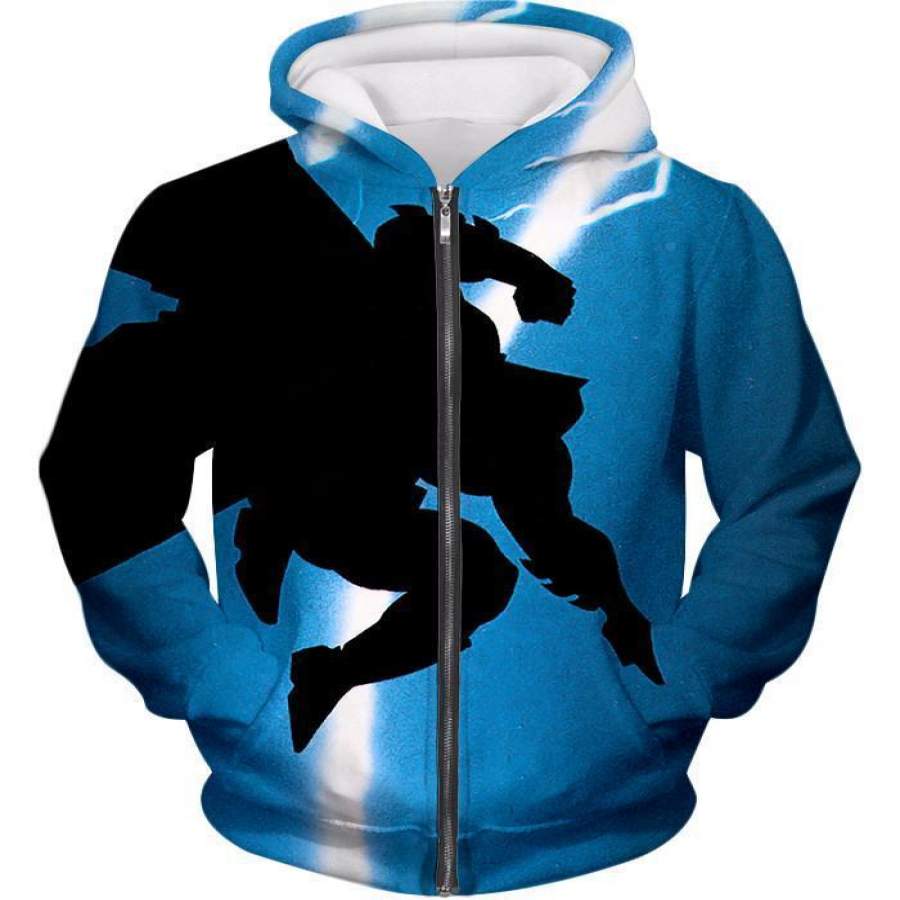 Amazing Action Batman Awesome Shadow Print Blue Zip Up Hoodie