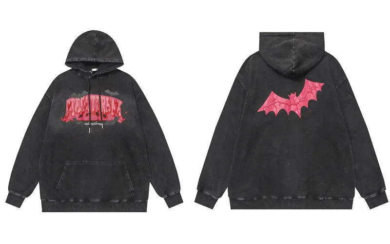 Bat Print Hoodie