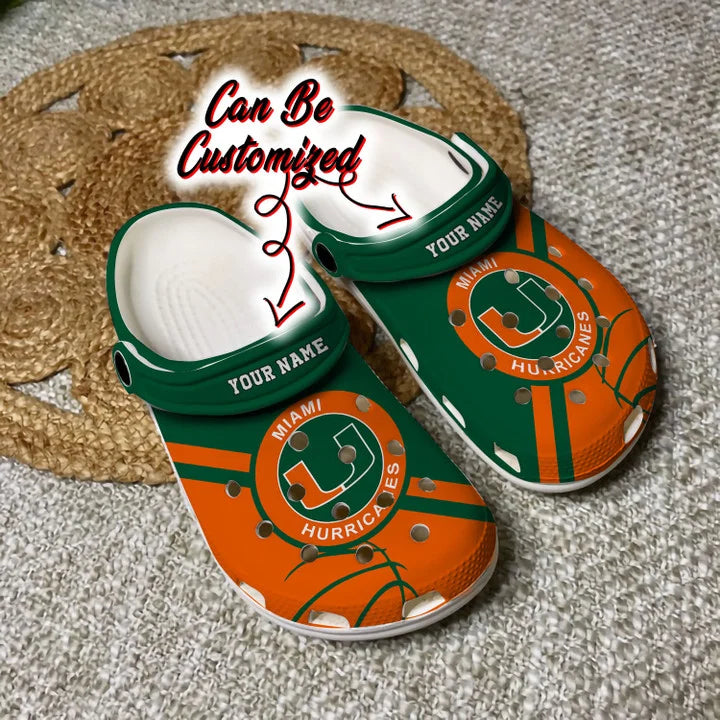 Custom Crocss – Miami Hurricanes University Sports Basketball Clog Shoes