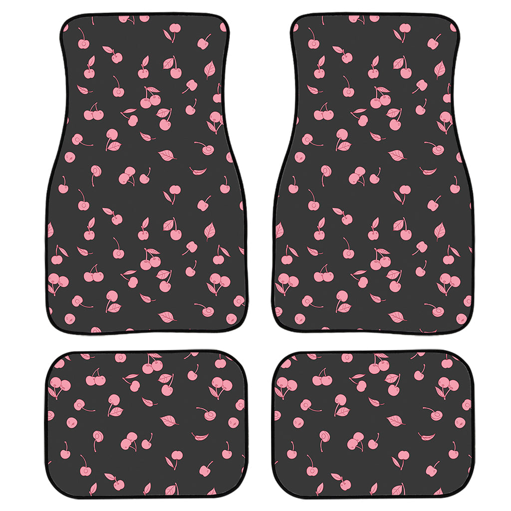 Pink Cherry Pattern Print Front And Back Car Floor Mats, Front Car Mat