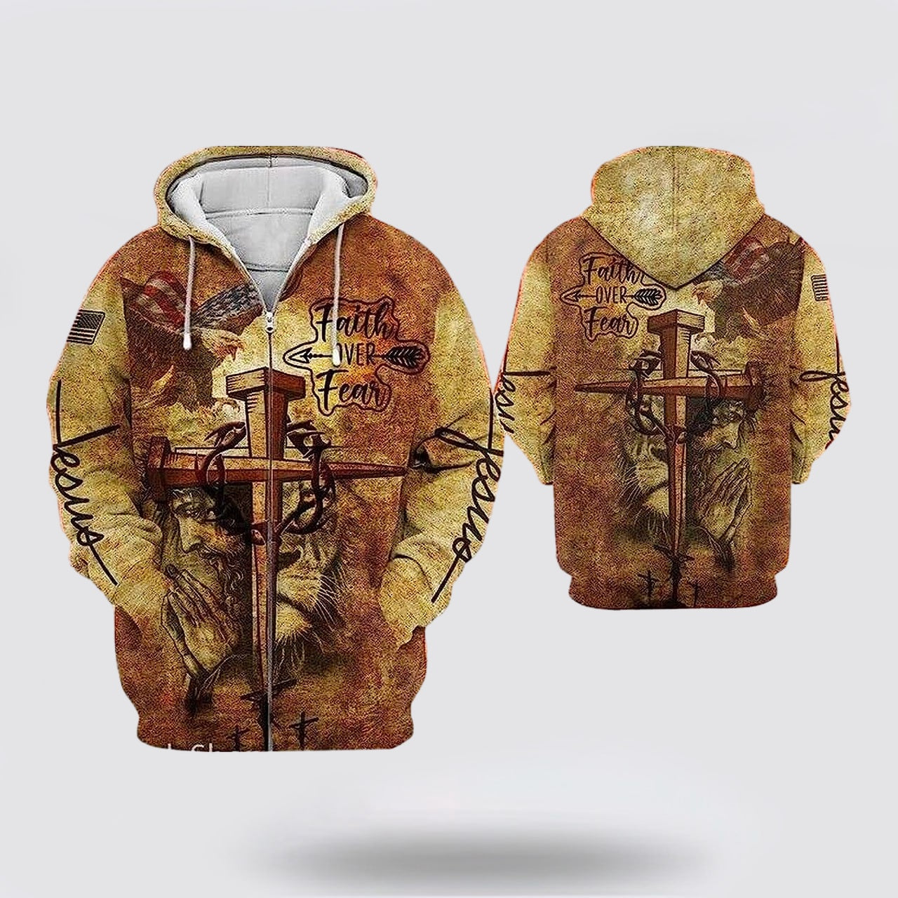 Jesus Faith Over Fear Christian 3D Hoodies For Women Men  Christian Apparel Hoodies