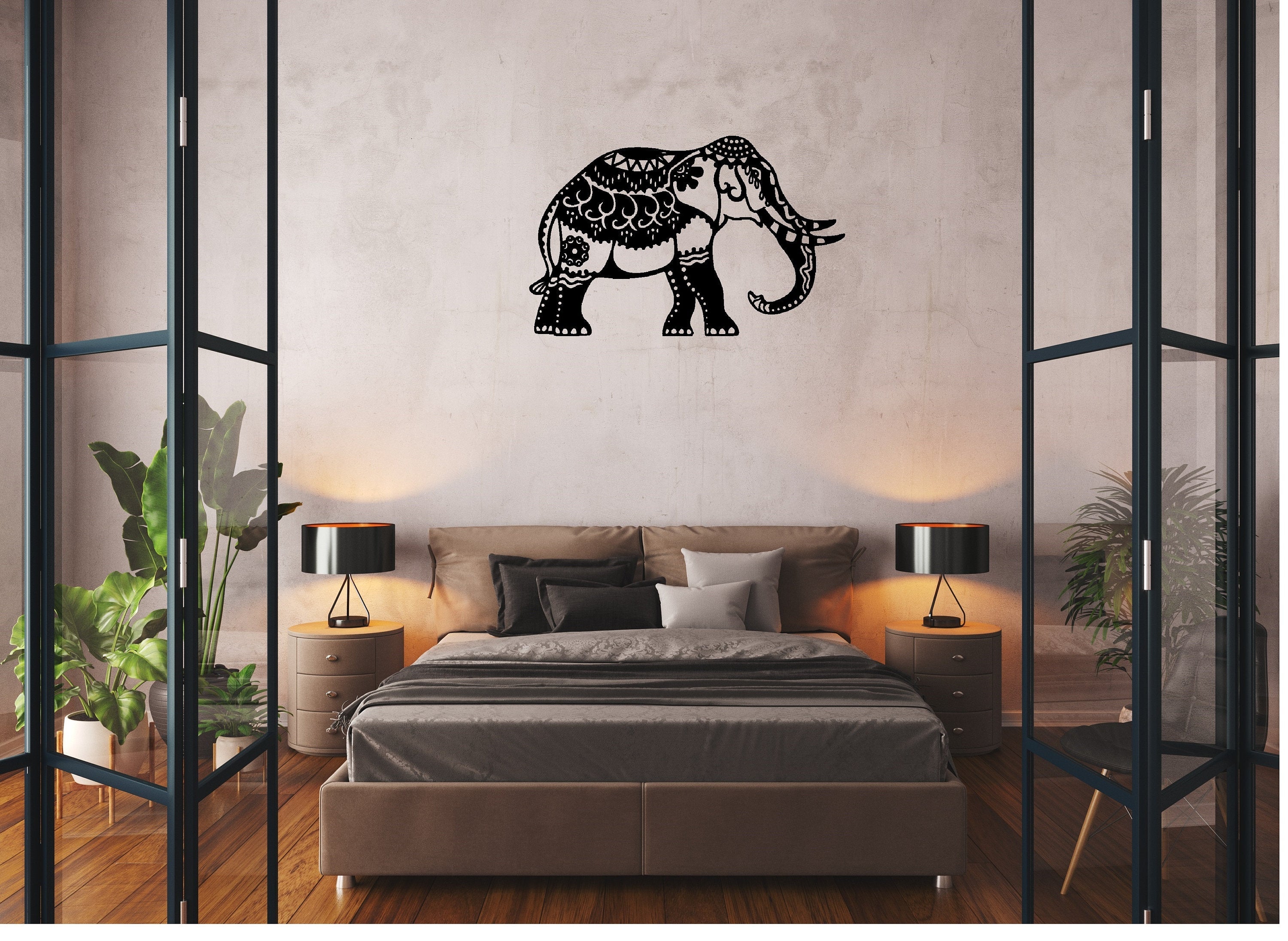 Ornamental Elephant Metal Sign Cutout Cut Metal Sign Wall Metal Art