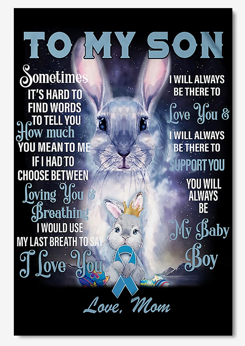 Loving Letter From Mom To Son Rabbit Wall Art For Home Bedroom Decor Poster