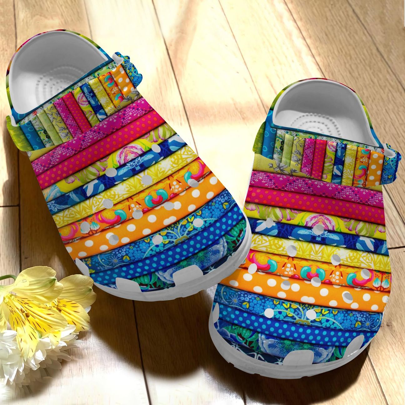 Fabrics Lover Personalize Clog, Custom Name, Text, Fashion Style For Women, Men, Kid, Print 3D Whitesole