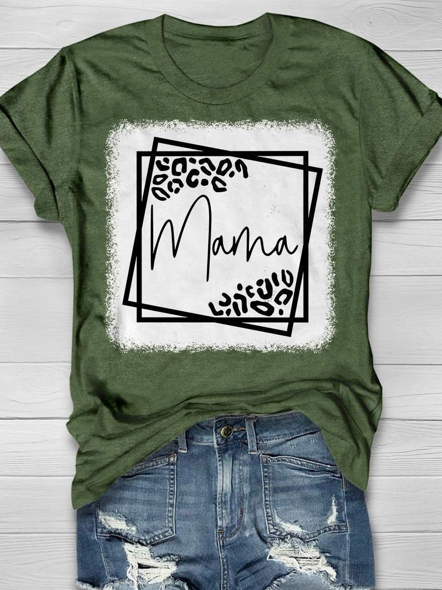 Leopard Print Mama Print Short Sleeve T-Shirt