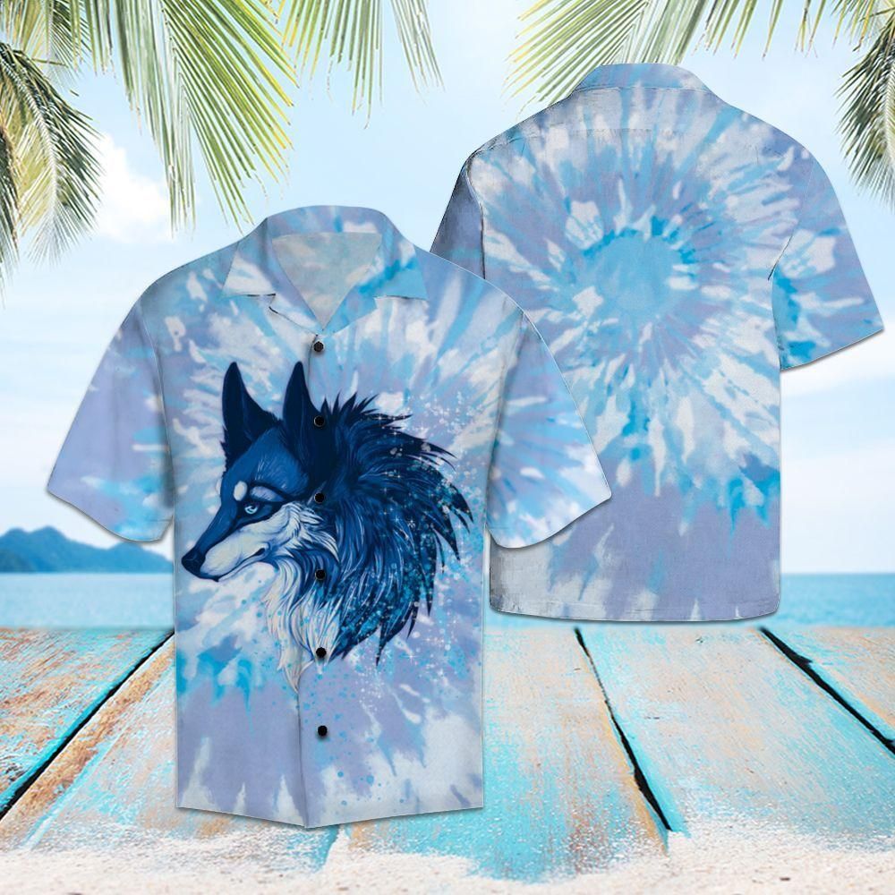 Wolf Tie Dye Aloha Hawaiian Shirt Colorful Short Sleeve Summer Beach Casual Shirt For Men And Women