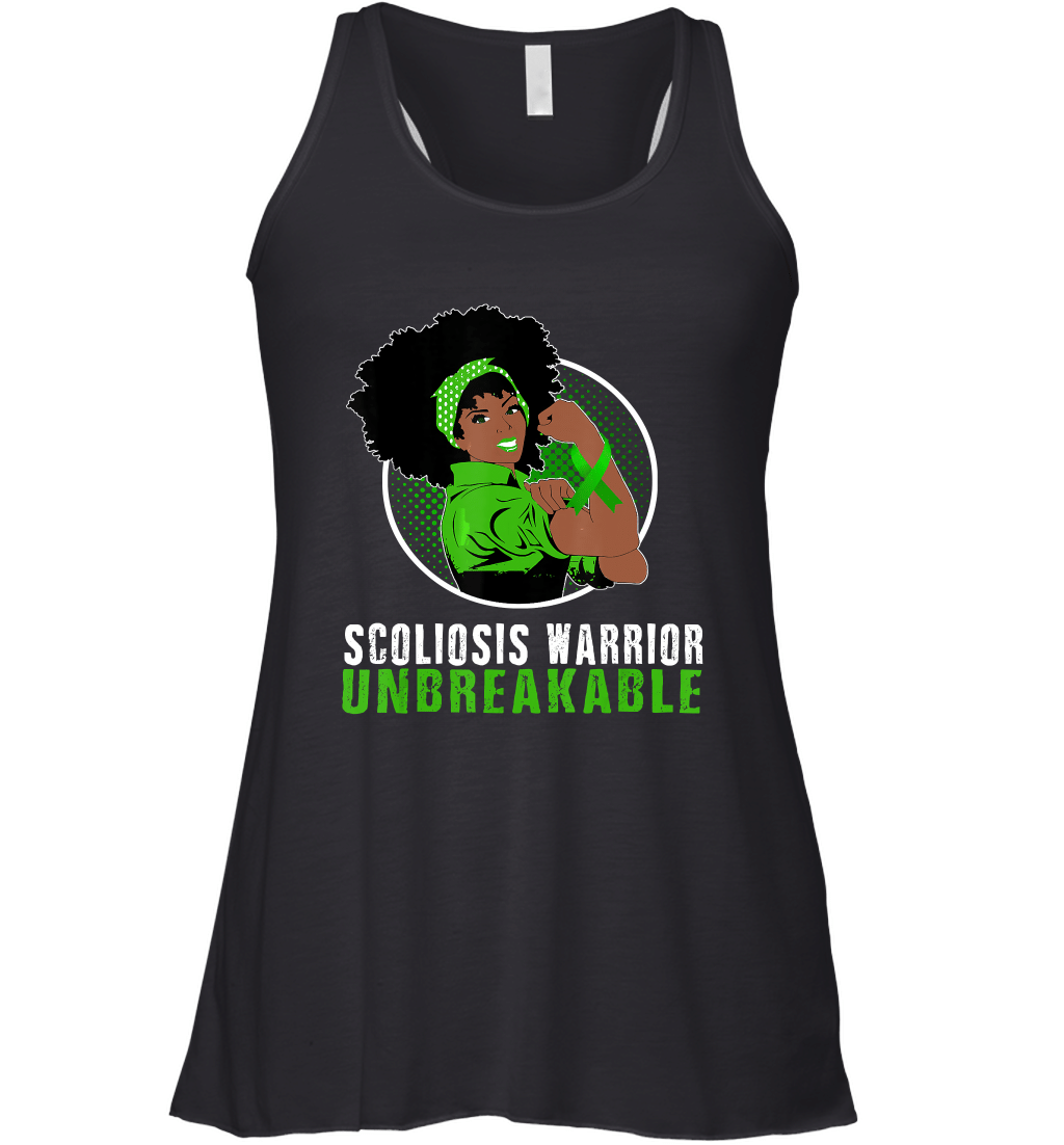 Black Girl Unbreakable SCOLIOSIS Warrior t shirt Racerback Tank
