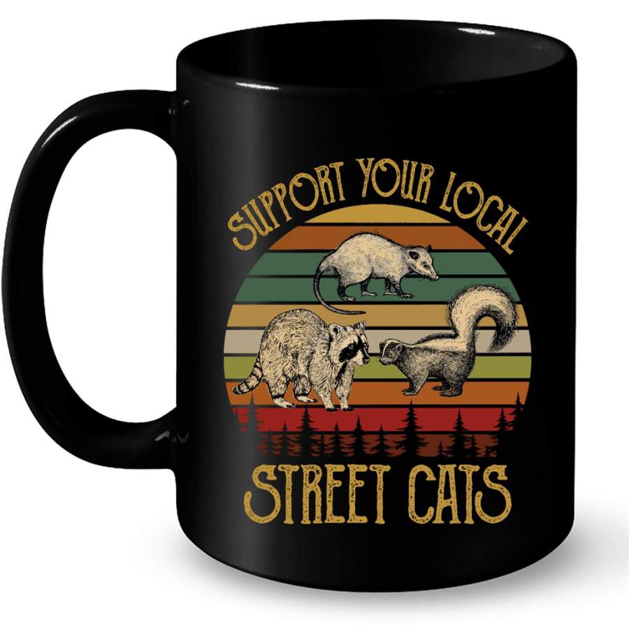 Support Your Local Street Cats, Classic Vintage B – Full-Wrap Coffee Black Mug