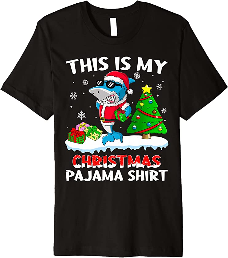 This Is My Christmas Pajama Shirt Shark Santa Gift Boys Kids Premium T-Shirt