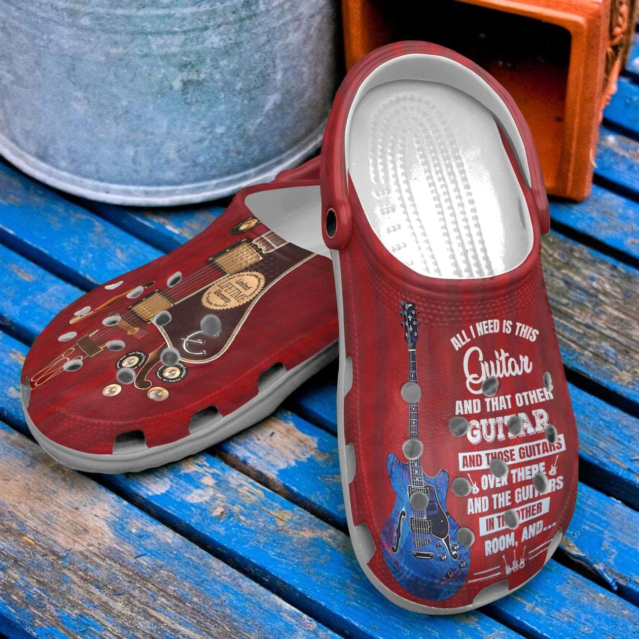 Guitar Personalized Clog, Custom Name, Text, Color, Number Fashion Style For Women, Men, Kid, Print 3D All I Need Is This Guitar