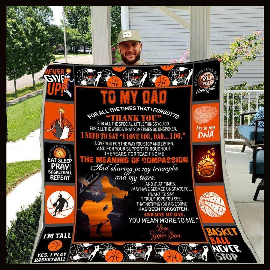 [Personalized Name] To My Dad Basketball Fleece Blanket From Son I Need To Say I Love You – Best Idea Gift For Dad, Gift For Home Decor, Gift For Family  – Fleece Blanket