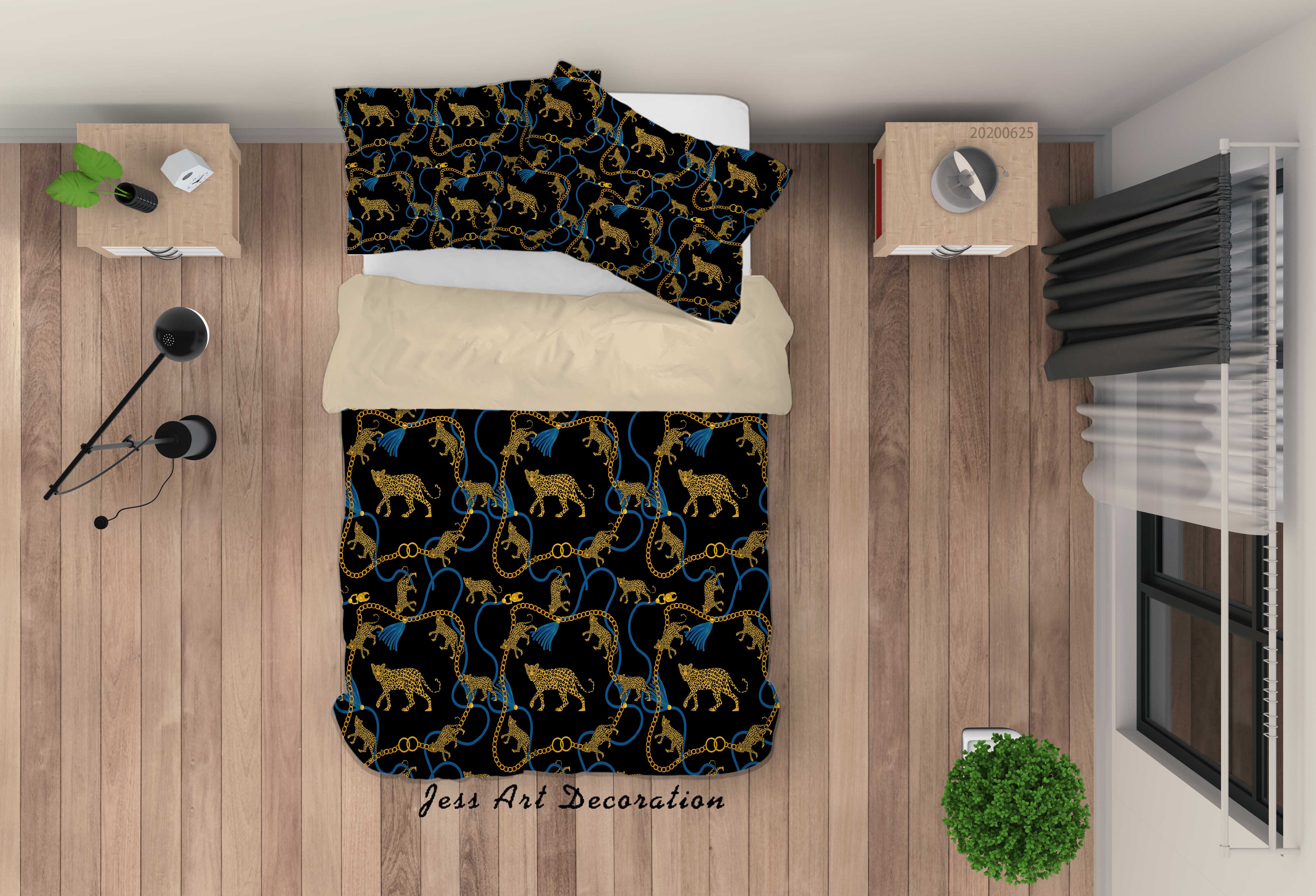 3D Black Leopard Quilt Cover Set Bedding Set Duvet Cover Pillowcases Sf03