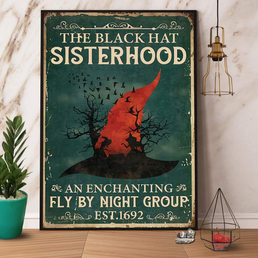 The black hat sisterhood an enchanting fly halloween paper poster no frame/ wrapped canvas wall decor full size