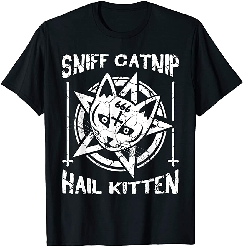 Sniff Catnip Hail Kitten Death Metal Cat Satan Rock Music T-Shirt