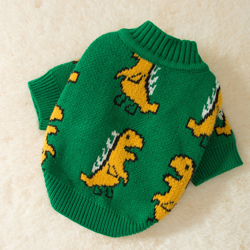 Cartoon Dinosaur Sweater Dog Clothes Buttoned Cardigan Dogs Clothing Small Pet Outfits Cute Autumn Winter Green Ropa Perro Parr alx