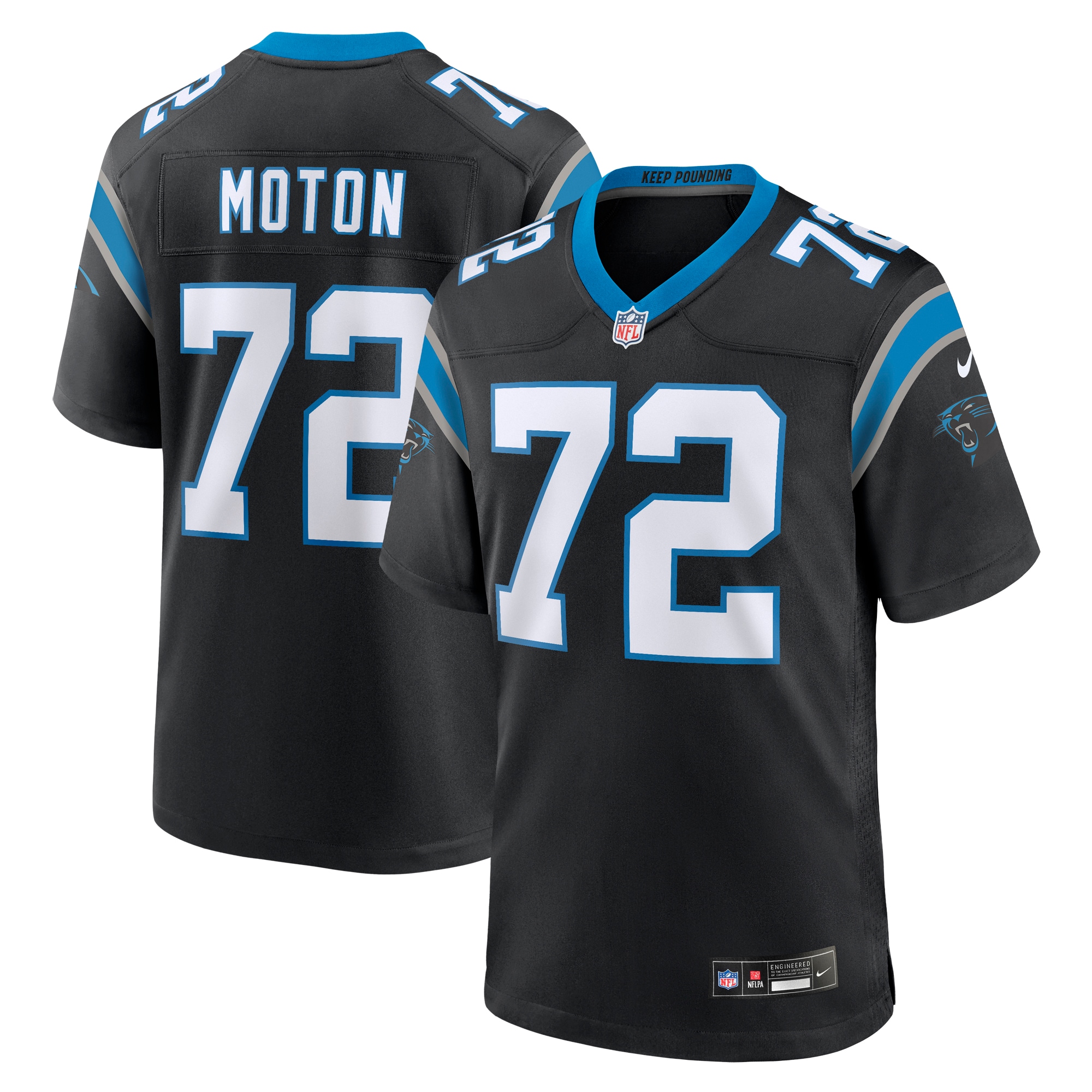 Taylor Moton Carolina Panthers Team Game Jersey – Black