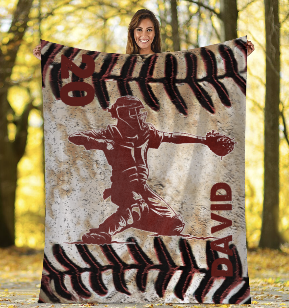 Baseball Softball Customized Personalized Name Imagine Number Fleece Blanket