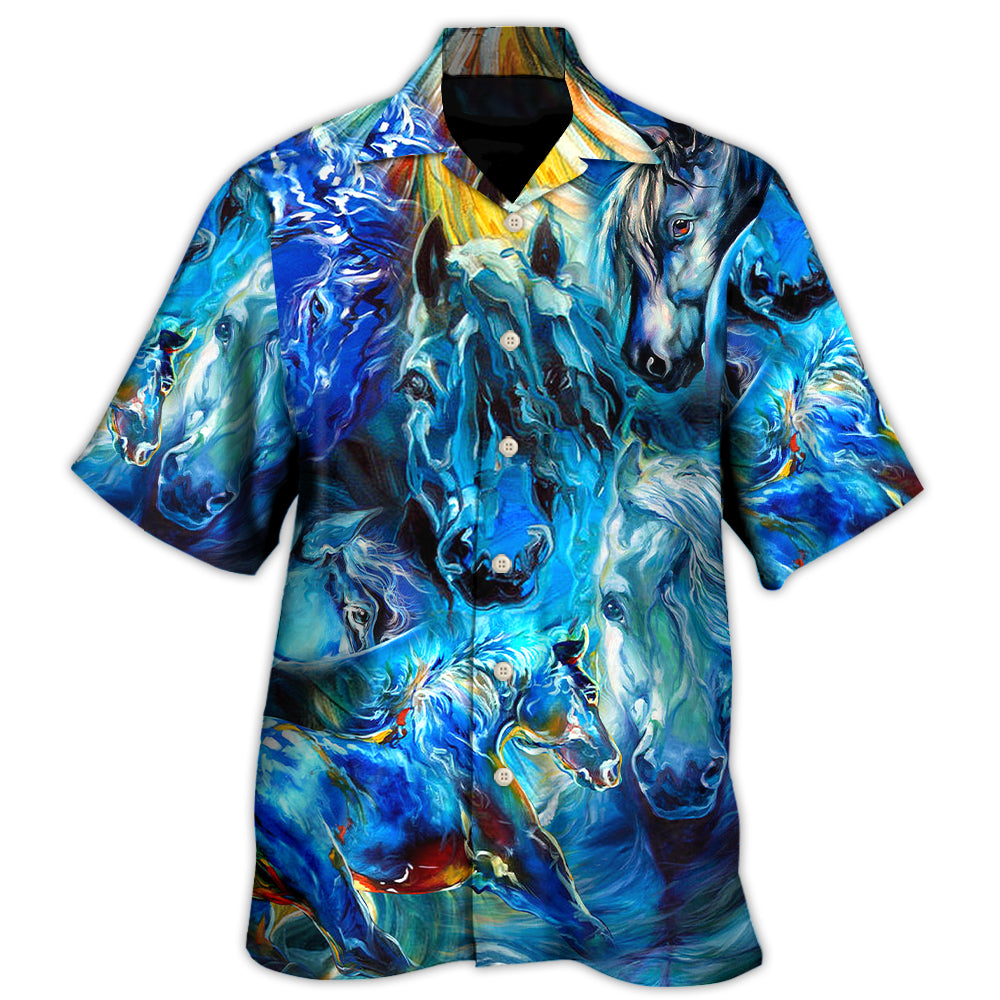 Horse Face Blue Light Cool Art Style Hawaii Shirt Ha67008