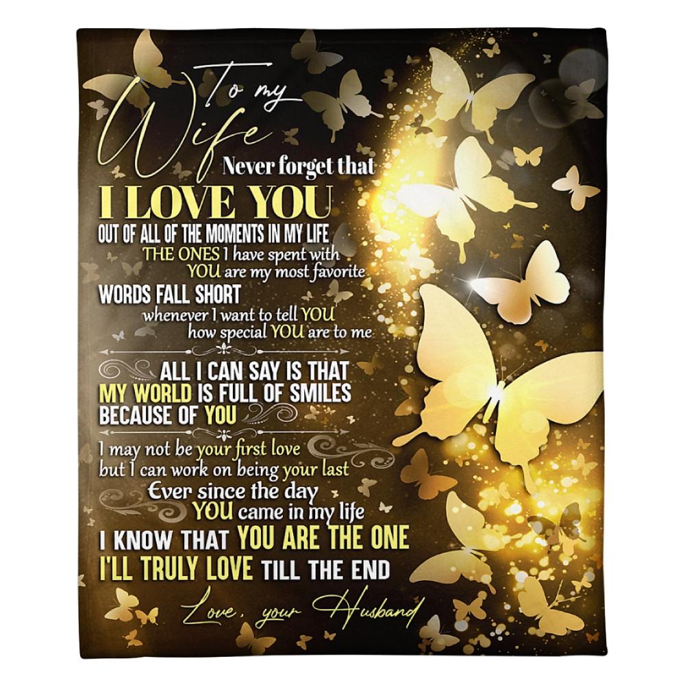 To My Wife Bling Butterflies Fleece Blanket Family Gift Home Decor Bedding Couch Sofa Soft And Comfy Cozy