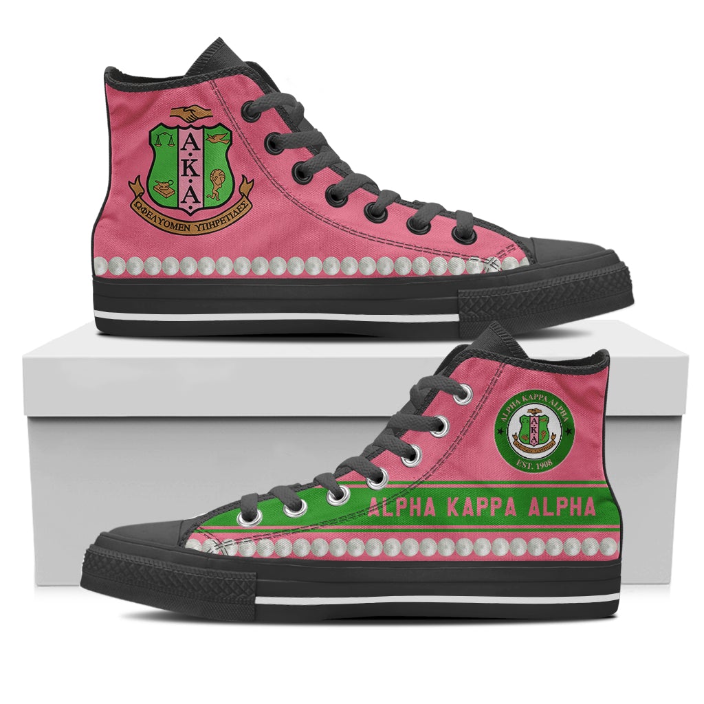 Wonder Print Footwear – Alpha Kappa Alpha Pearl High Top Shoes – Cato Style Lt10