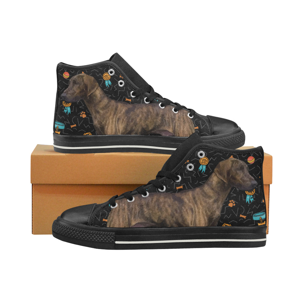 Plott Hound Dog Black High Top Canvas Women’s Shoes/Large Size