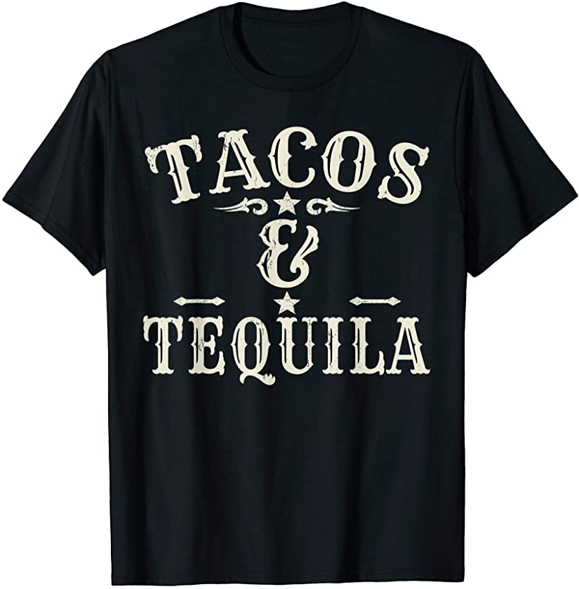 Womens Tacos And Tequila Funny Cinco De Mayo Vintage Retro T-Shirt