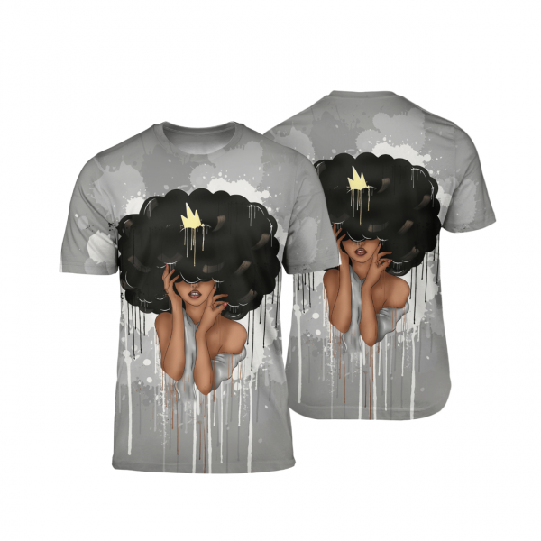 Afro Queen Natural Hair Beauty Black Queen Art All Over Print 3D Unisex Tshirt Us Size