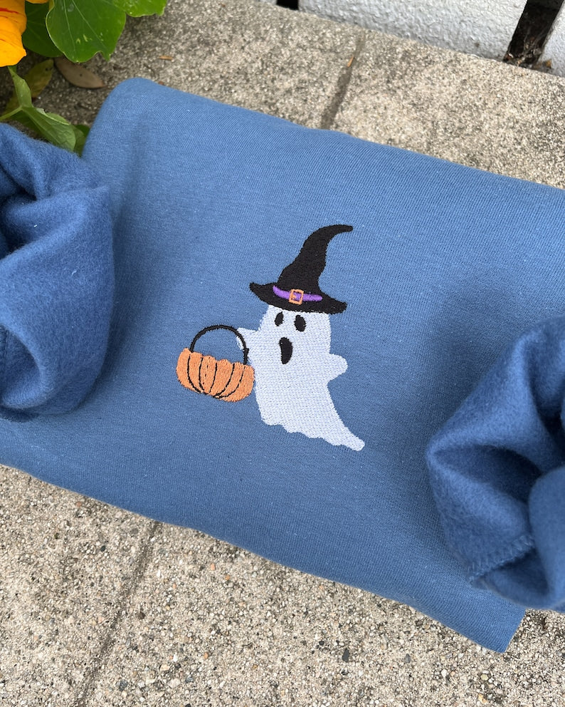 Ghost Halloween Embroidered Sweatshirt 2D Crewneck Sweatshirt All Over Print Sweatshirt For Women Sweatshirt For Men Sws4120