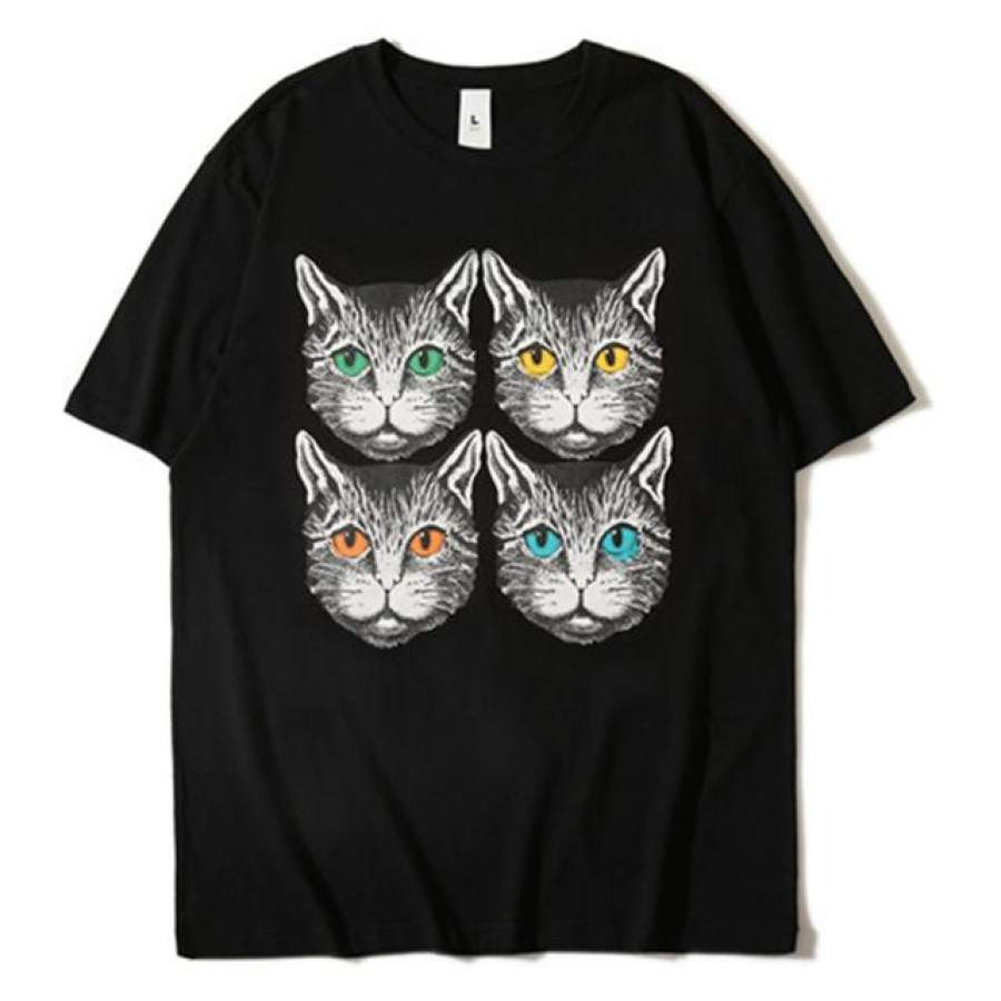 Summer T-shirts for Men Women Animal Cat Print Pullover Tee Shirt Casual Hip Hop Streetwear