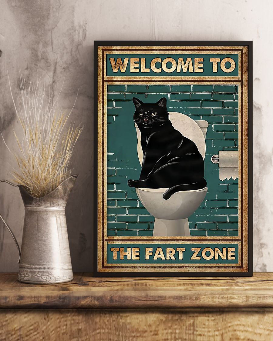 Black Cat – Welcome To The Fart Zone Poster And Canvas, Wall Decor ...