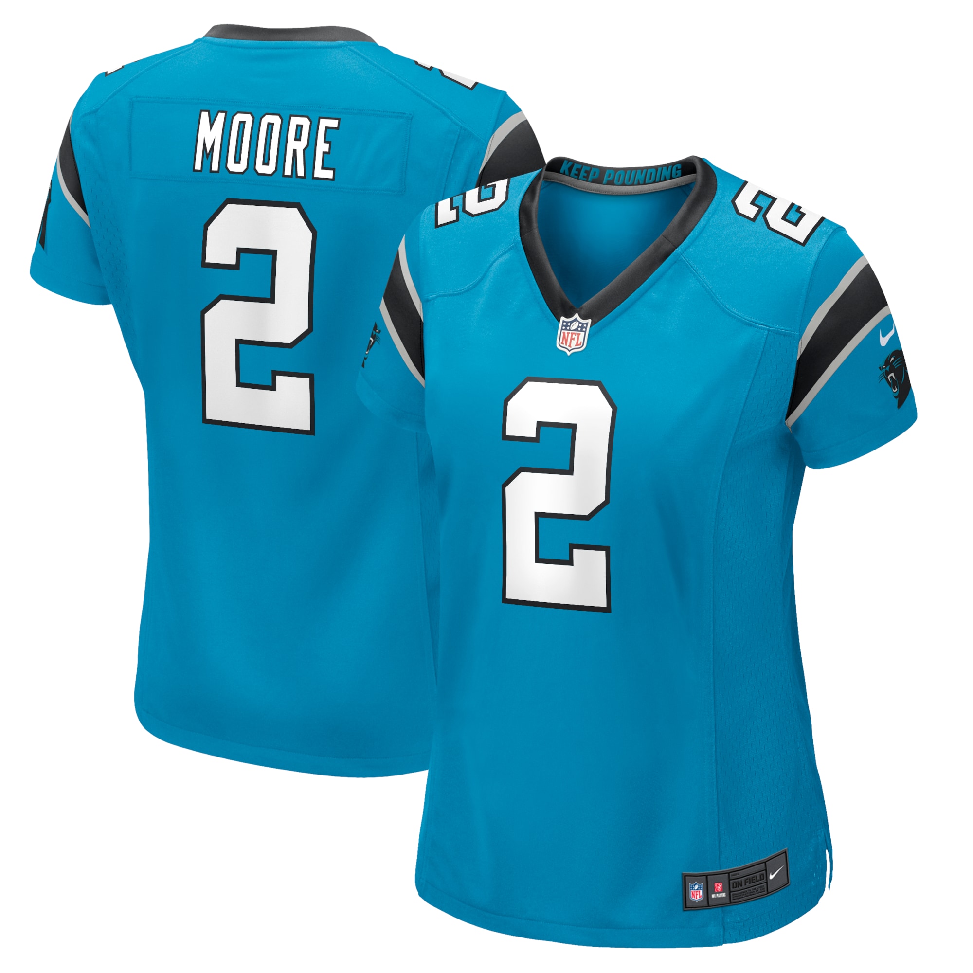 Women’s Carolina Panthers D.J. Moore Blue Game Jersey