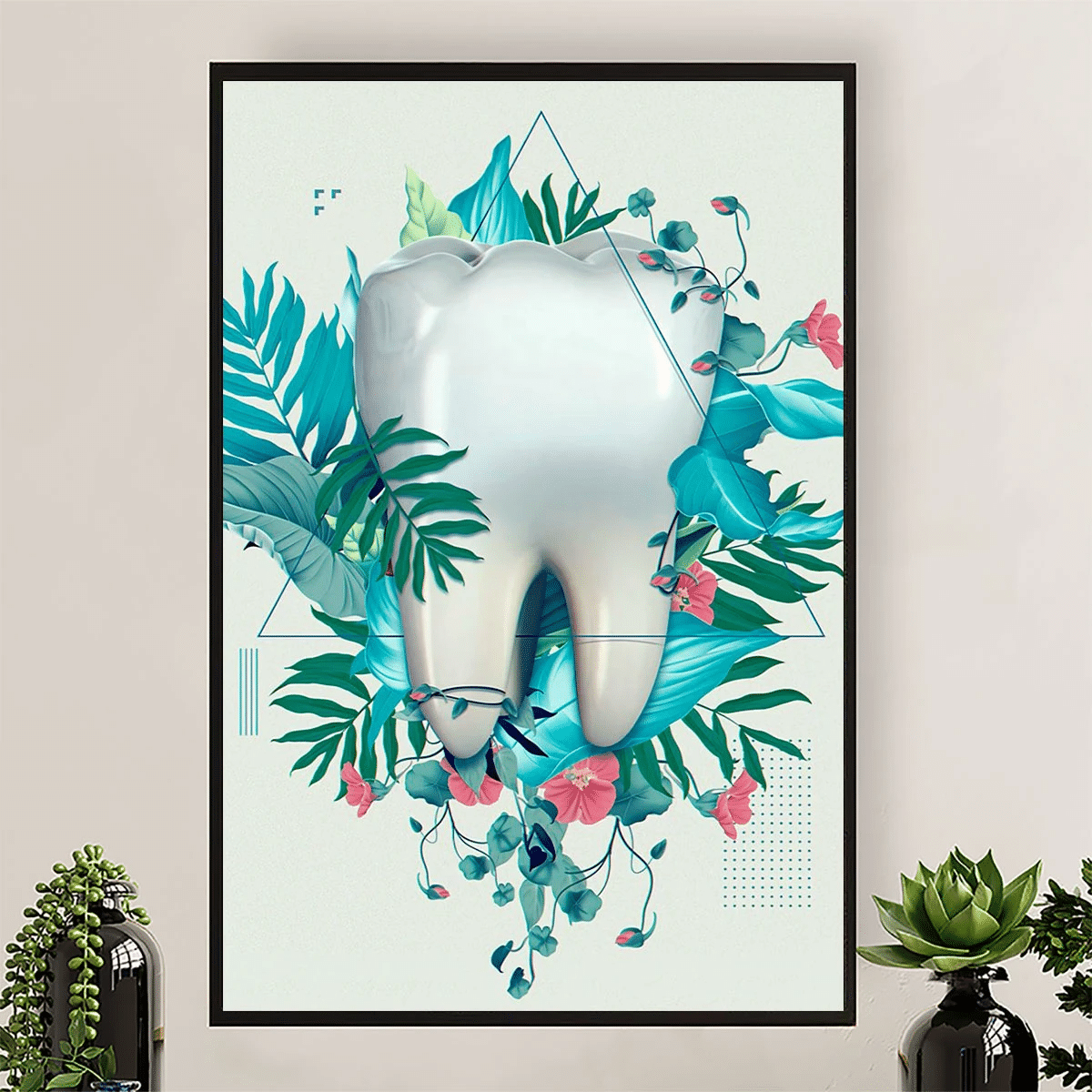 Flower Tooth Art Painting Poster Canvas – Gift For Dentist Evg85848