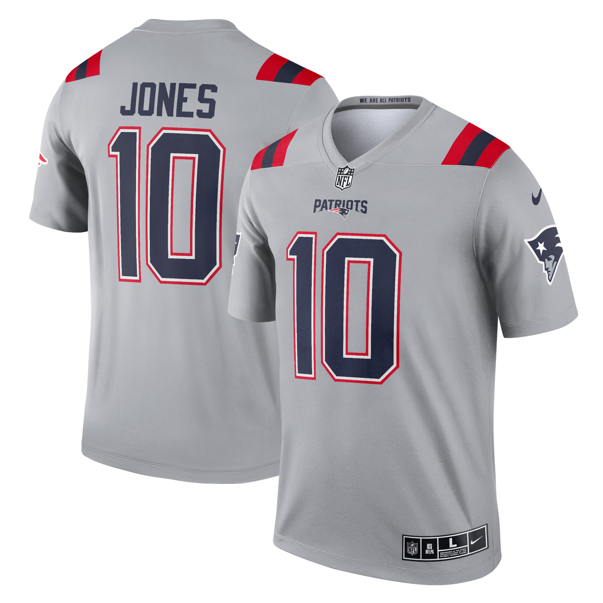 Men’s New England Patriots Mac Jones Gray Inverted Legend Jersey