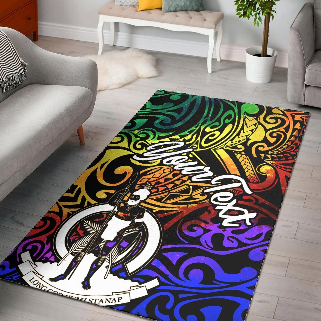 Vanuatu Custom Personalised Area Rug – Rainbow Polynesian Pattern – BN11