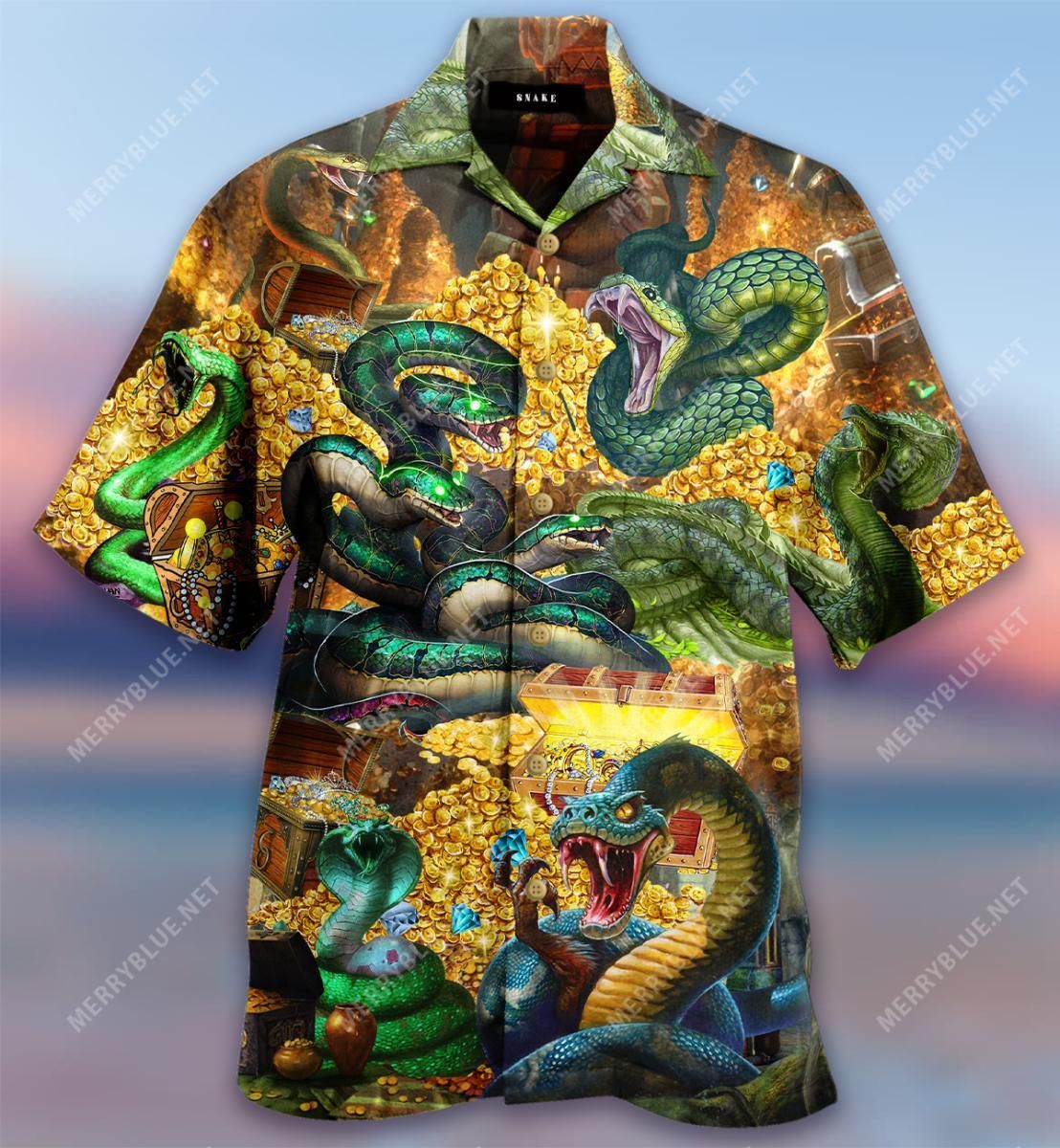 “Don’T Touch My Treasure” Giant Snake Said Aloha Hawaiian Shirt Colorful Short Sleeve Summer Beach Casual Shirt For Men And Women