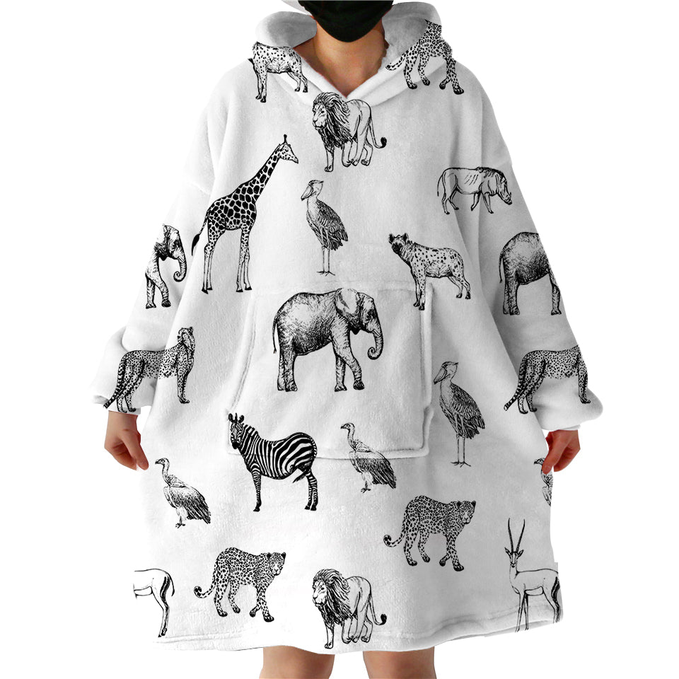 Savannah Animals Swlf1544 Hoodie Wearable Blanket