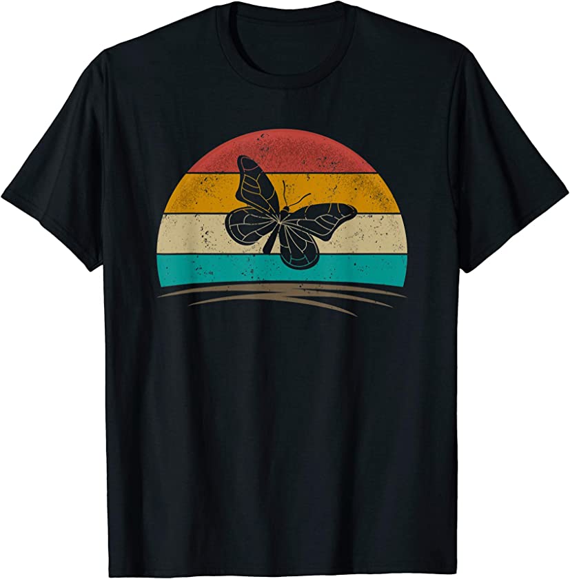 Butterfly Retro Vintage 70s Butterfly Men Women Kids T-Shirt