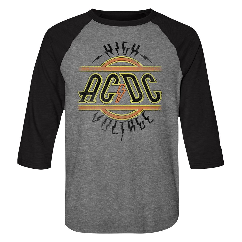 AC/DC – High Voltage | Premium Heather/Vintage Black Adult 3/4 Sleeve Raglan T-Shirt