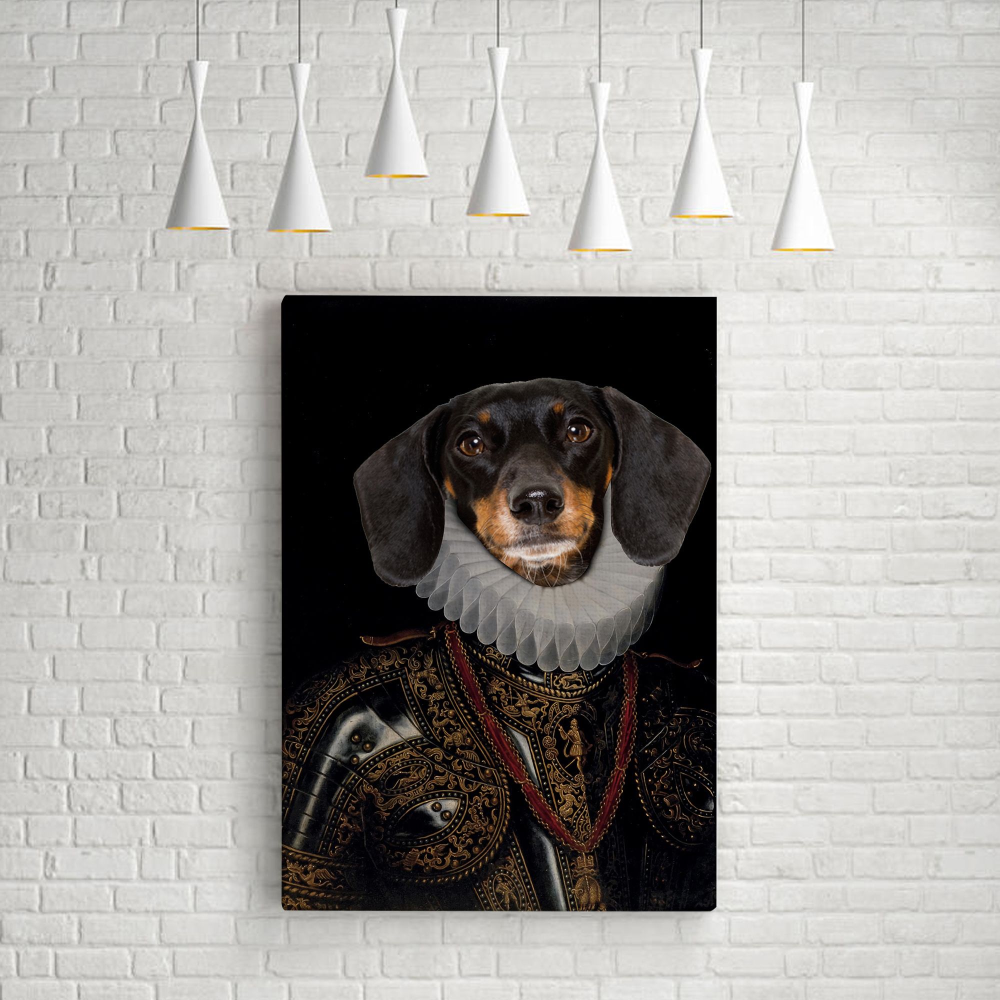 Custom Pet Name And Photo Renaissance Portrait, The Dog King 2 Canvas Wall Art Prints For Puppy Lover