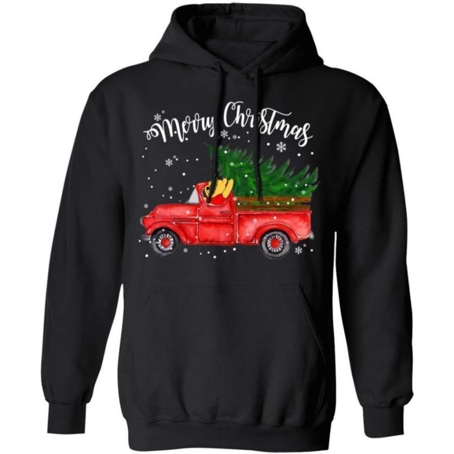 Merry Christmas Winnie The Pooh On The Red Truck Christmas Hoodie Cute Gift VA10