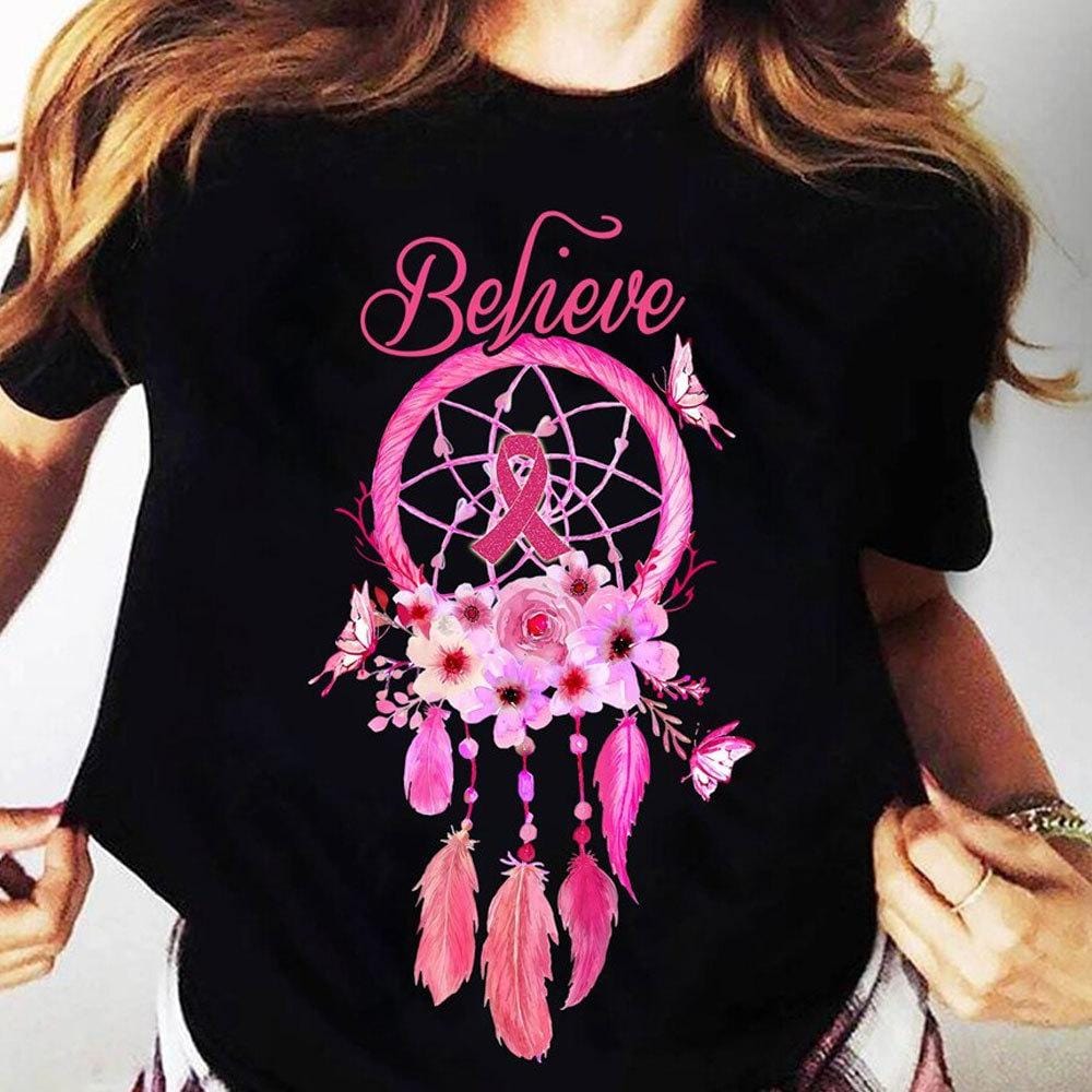 Believe, Pink Ribbon Breast Cancer Shirts