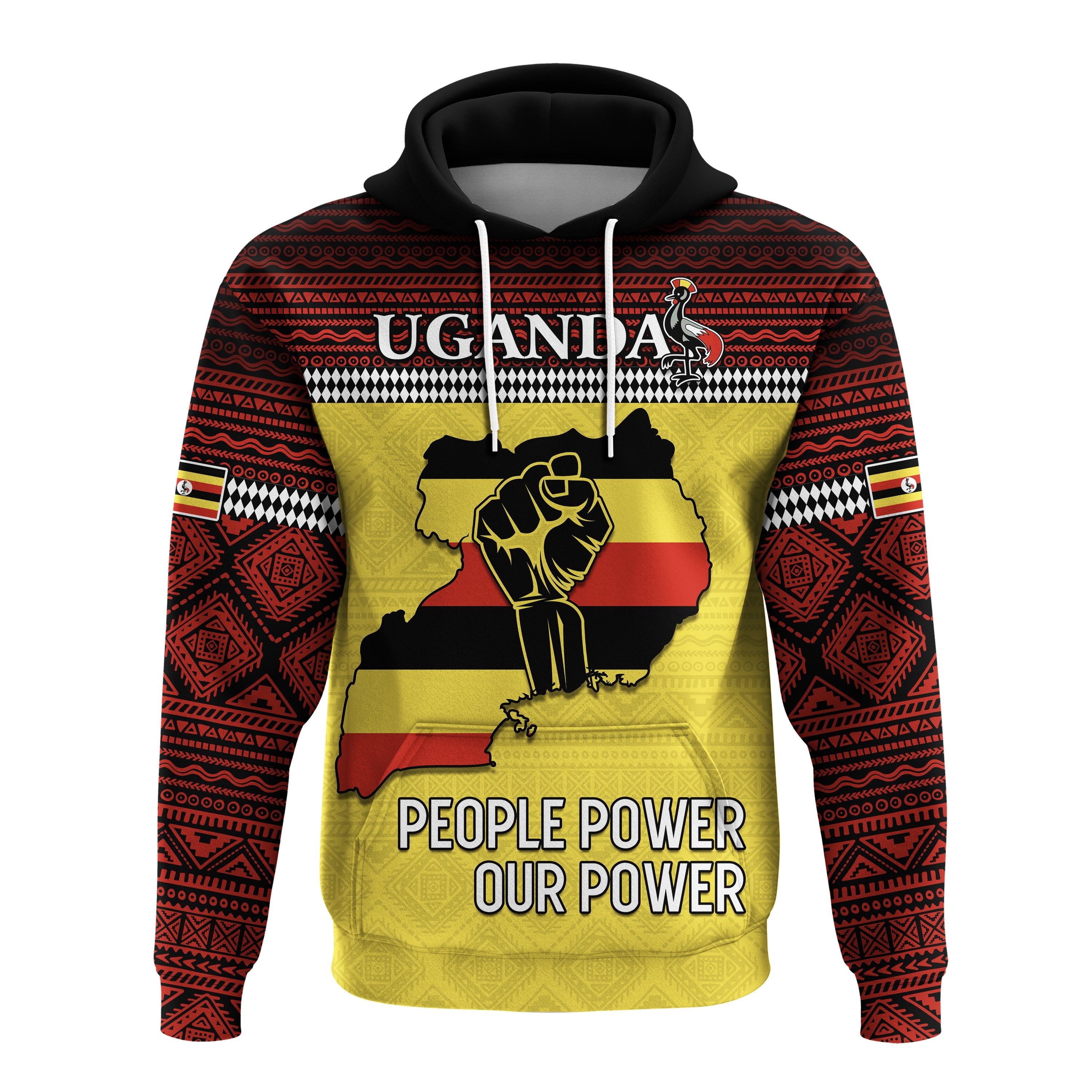 Uganda Hoodie African Pattern People Power Our Power Lt13