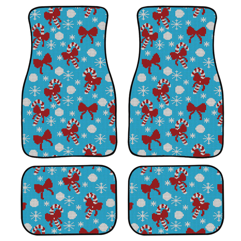 Christmas Party Knitted Pattern Print Front And Back Car Floor Mats, Front Car Mat