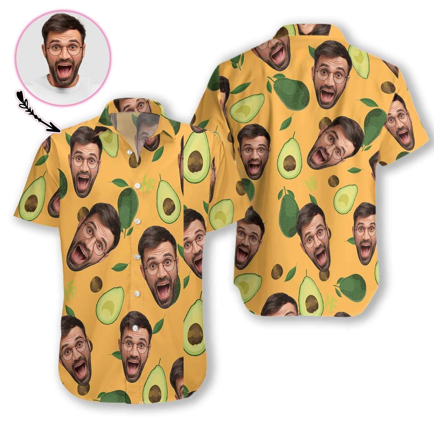 High Quality Personalized I Love Avocado Hawaii Aloha Shirts Funny Custom Face Ha86374