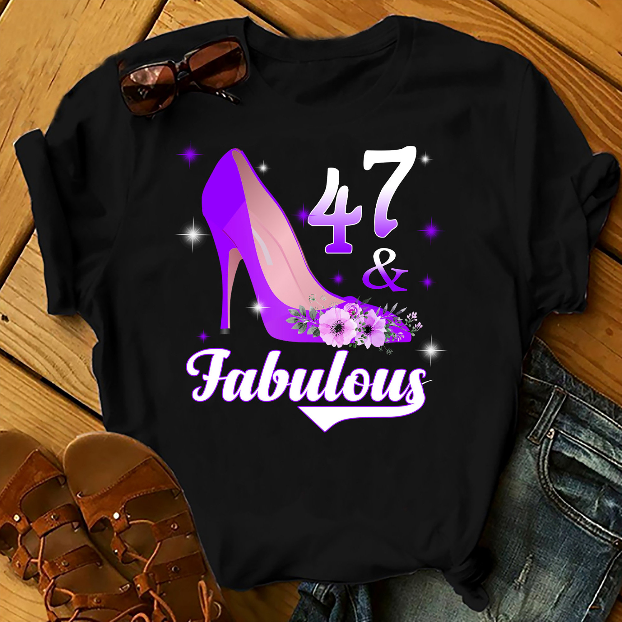 47 And Fabulous – Shirts Women, Birthday T Shirts, Summer Tops, Beach T Shirts